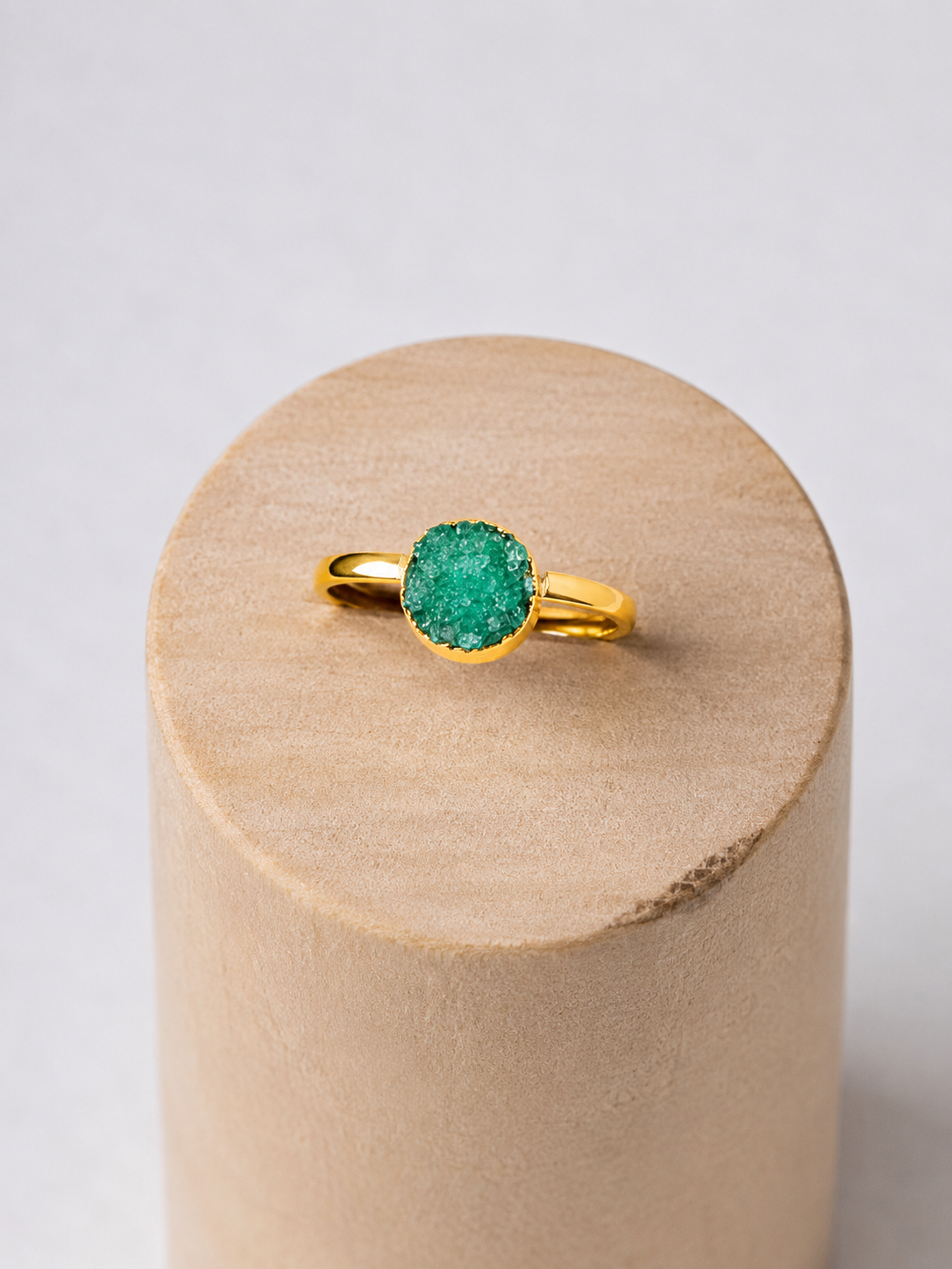 Agate druzy ring 8mm stone brass plated assorted