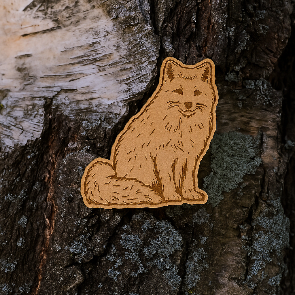 Arctic fox pin 40x38mm