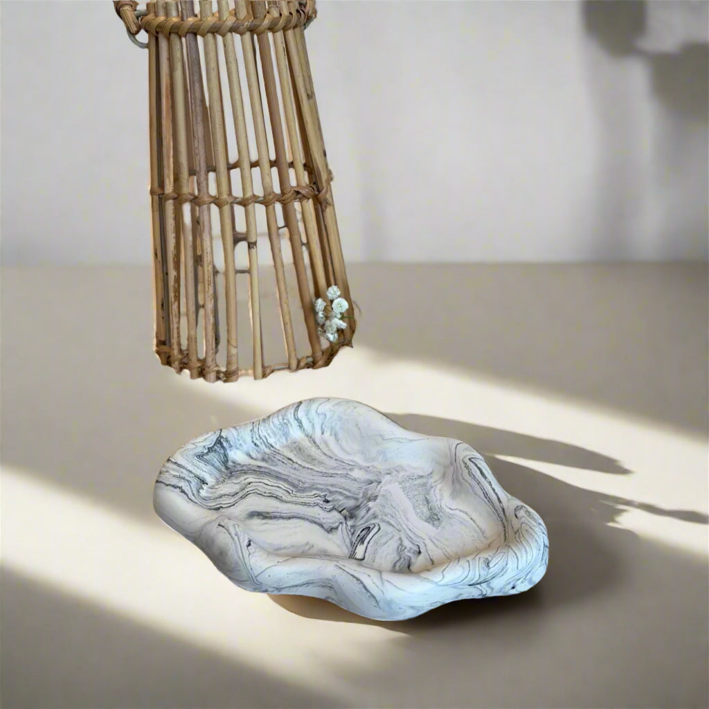 Cloud Tray for jewellery- White and Black marble