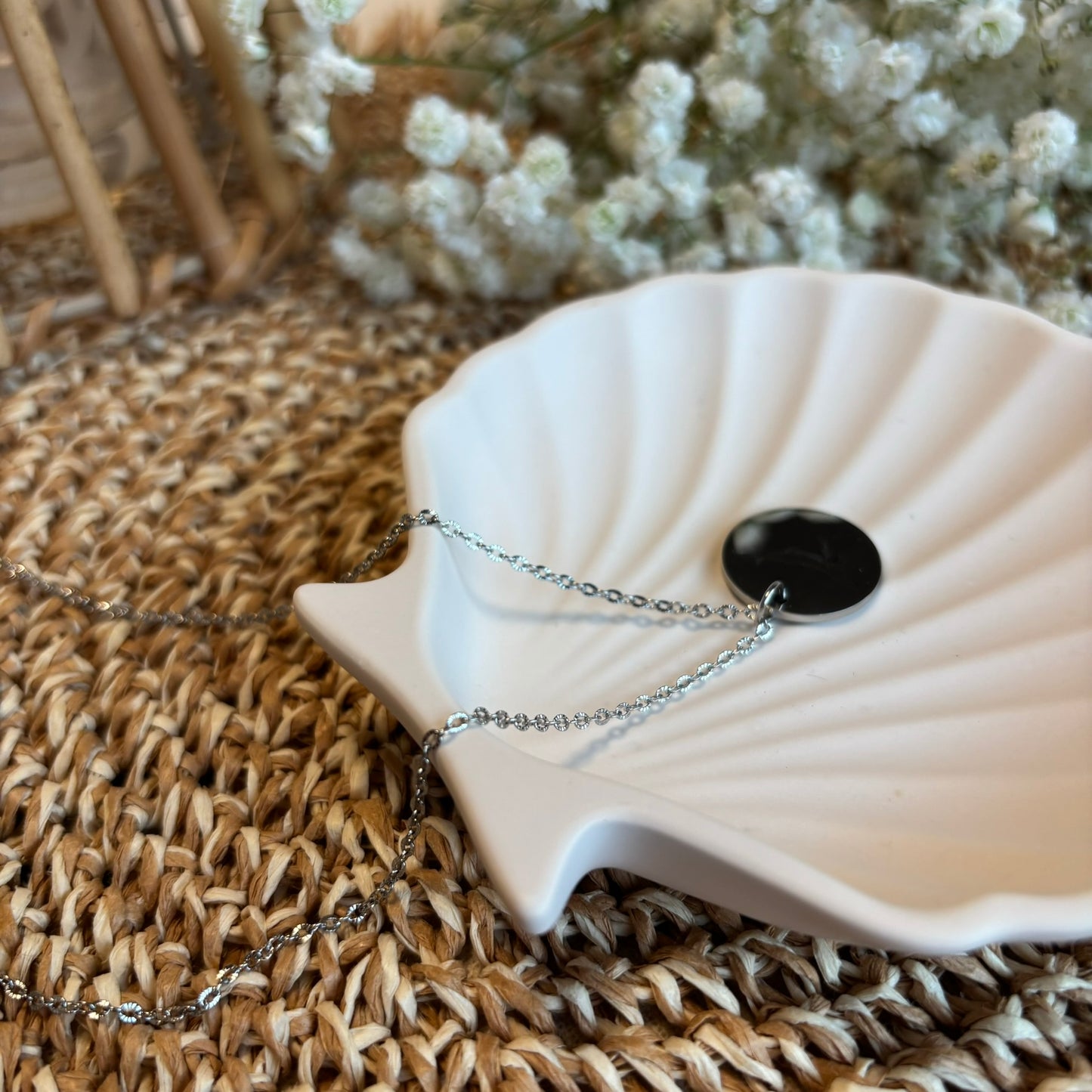 Abalorio de concha para joyería - Piedra natural blanca