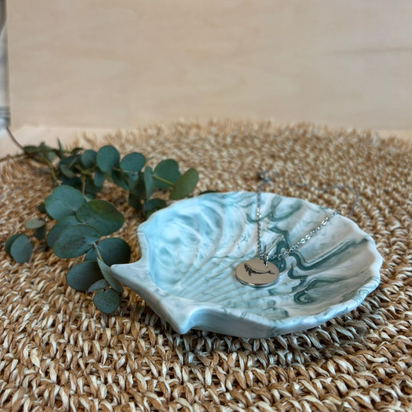 Schelp sieraad voor sieraden - Saliegroen marmer