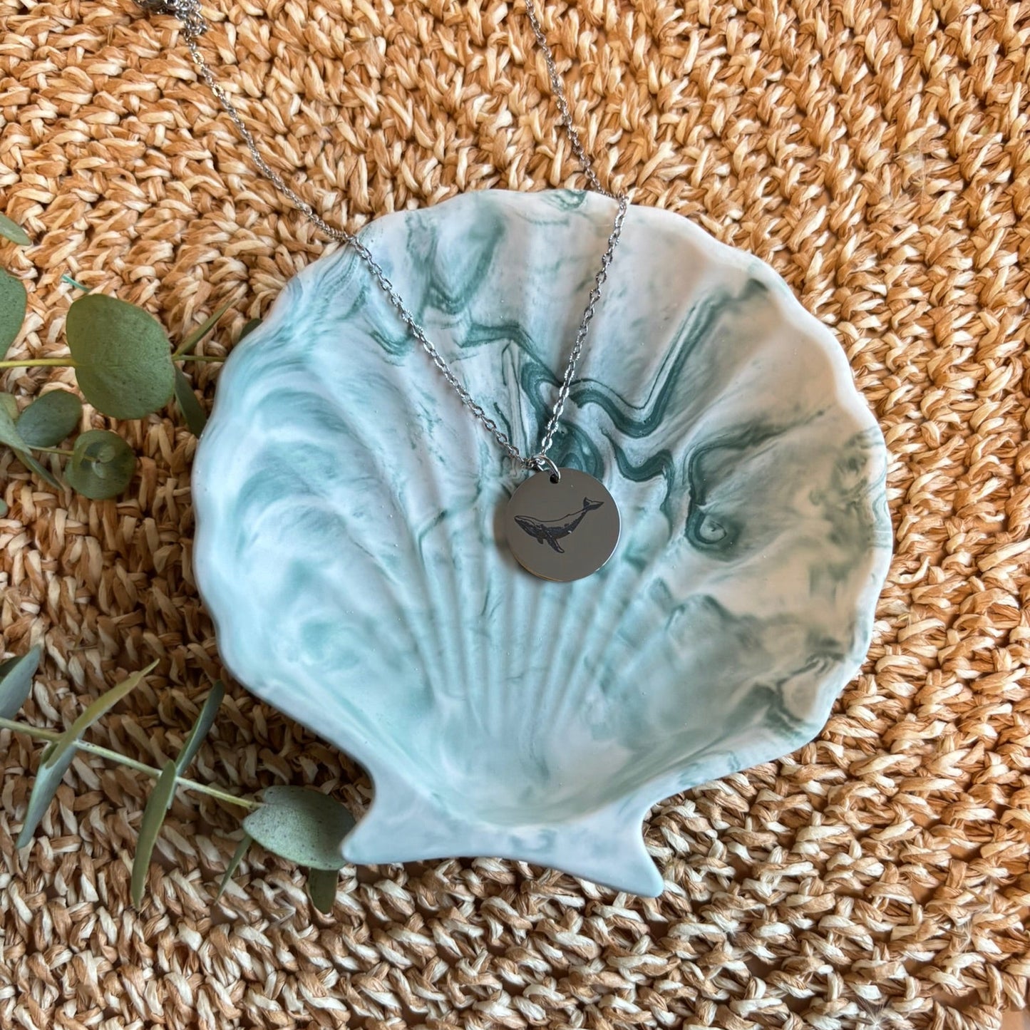 Schelp sieraad voor sieraden - Saliegroen marmer
