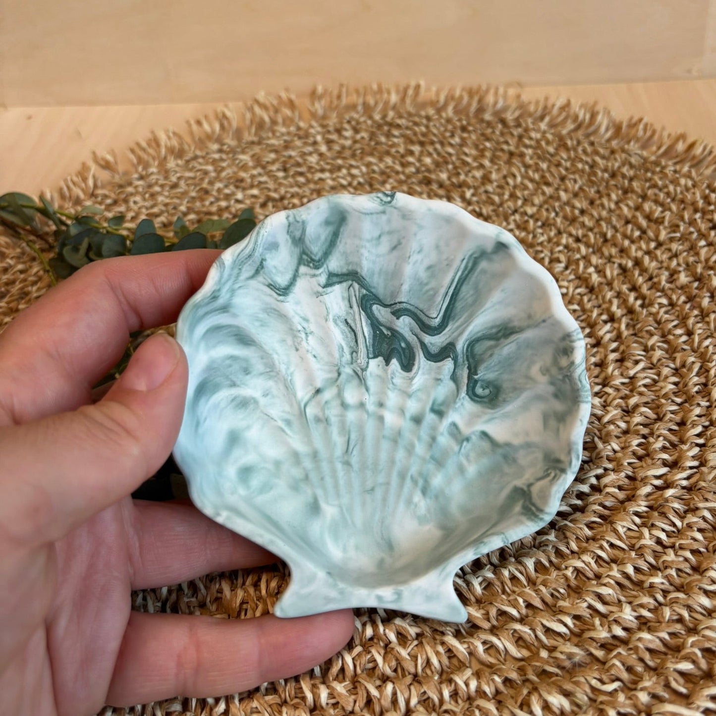 Schelp sieraad voor sieraden - Saliegroen marmer