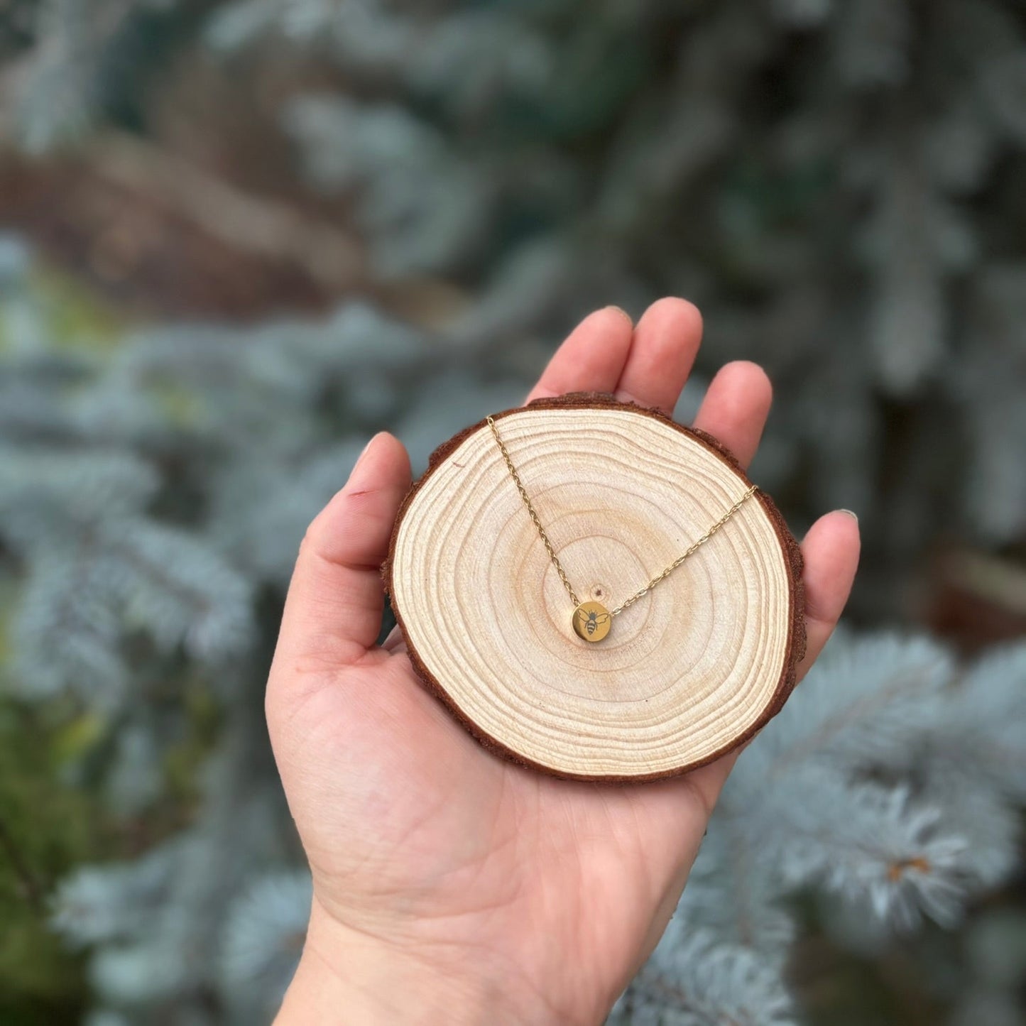 Biene Mini Round Halskette Edelstahl