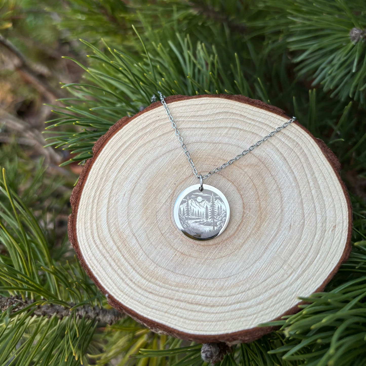 Norwegian forest by night 19mm necklace- Stainless Steel