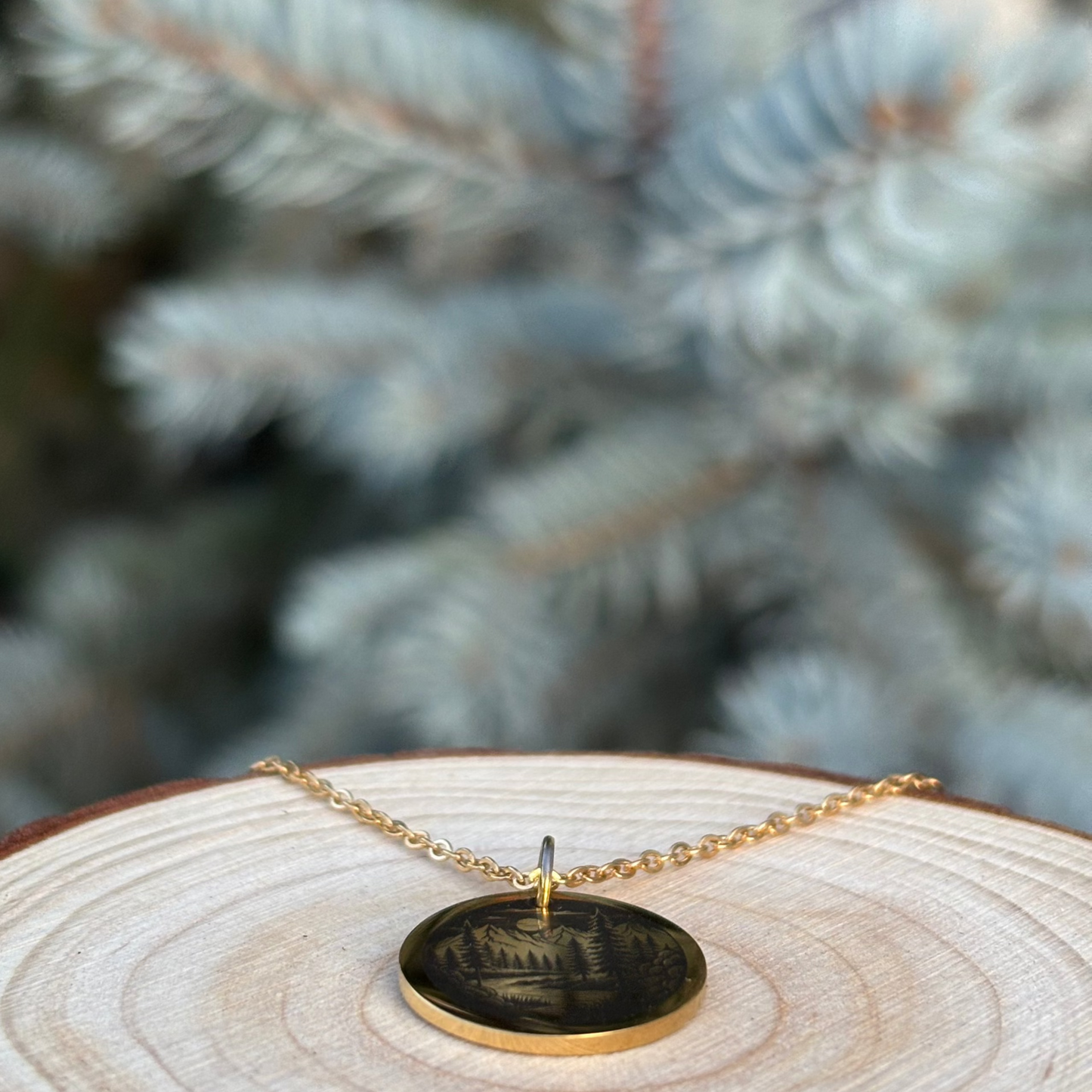 Norwegian forest by night 19mm necklace- Stainless Steel