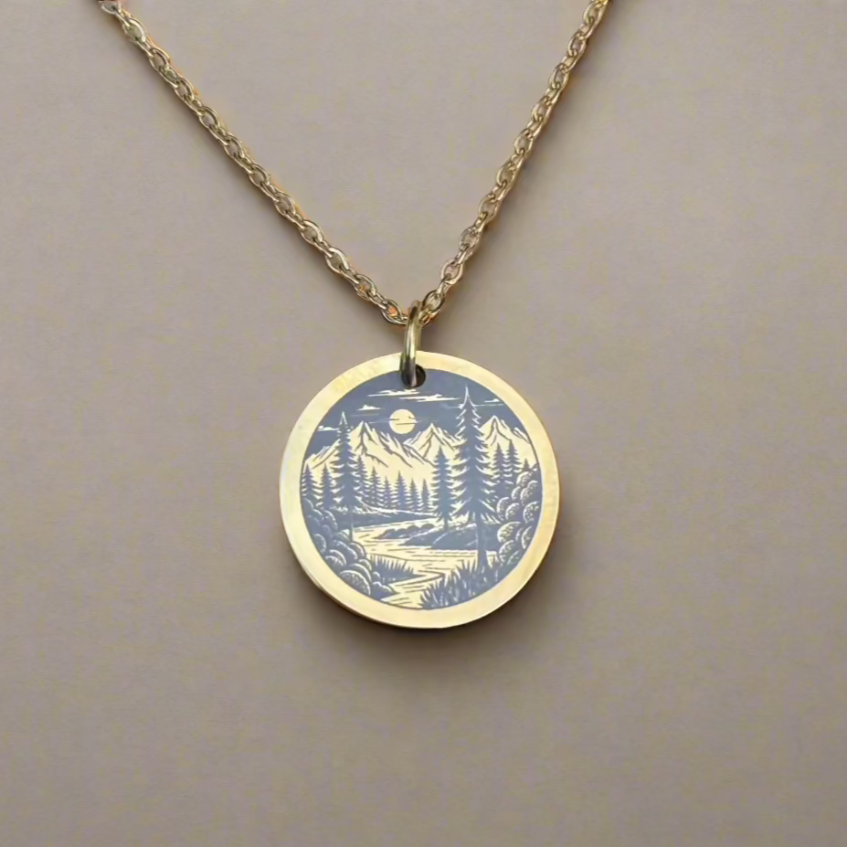 Norwegian forest by night 19mm necklace- Stainless Steel
