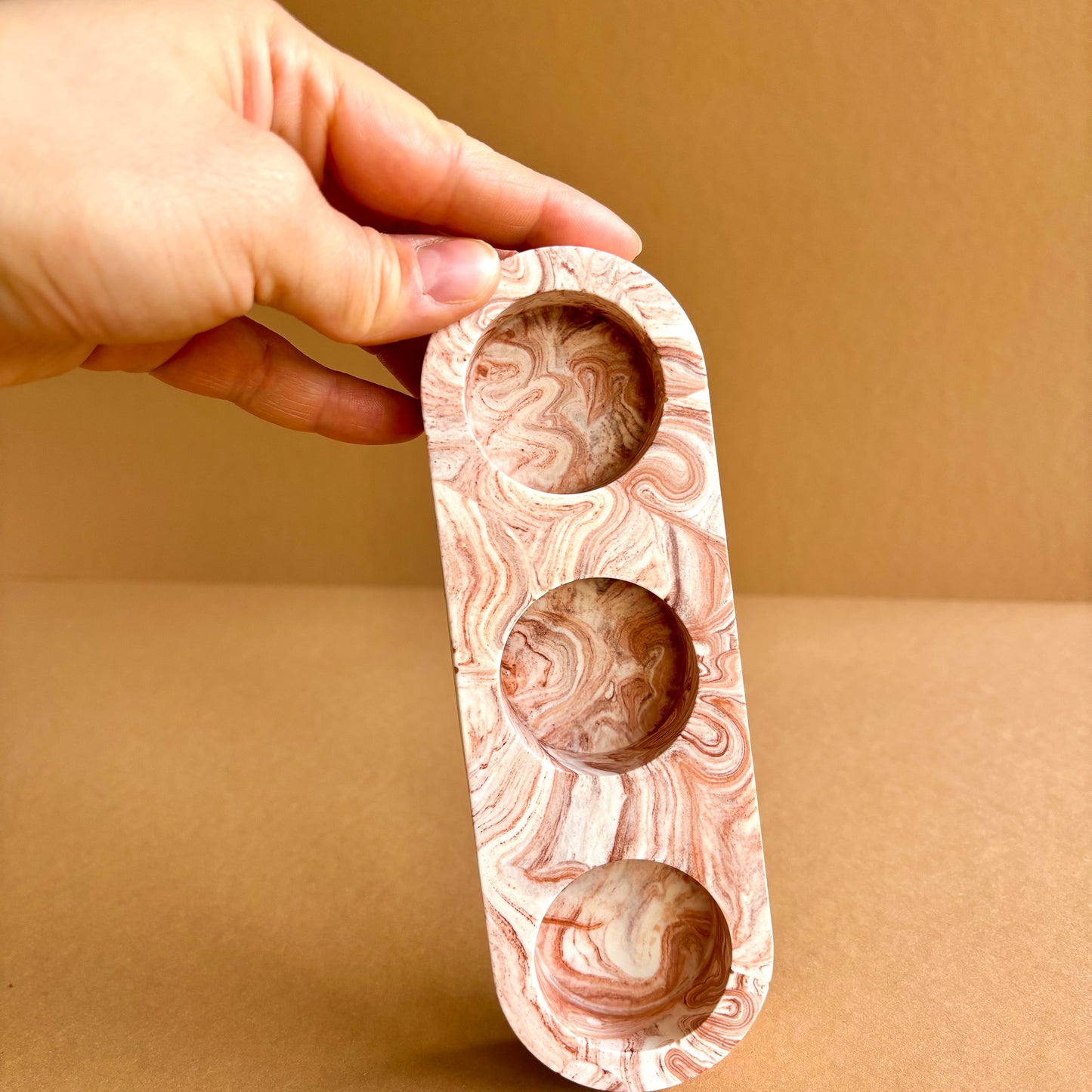 Porta velas de té - Mármol terracota