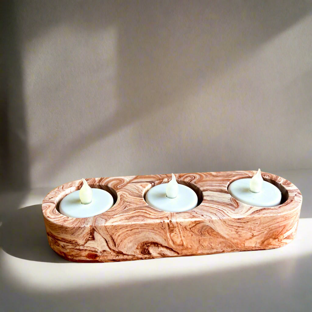 Porta velas de té - Mármol terracota