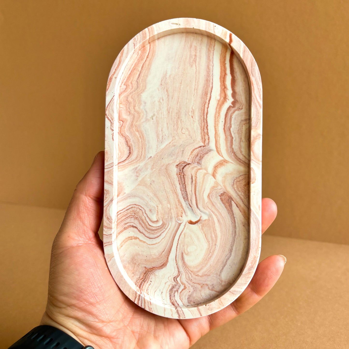 Bandeja ovalada para joyas - Mármol terracota