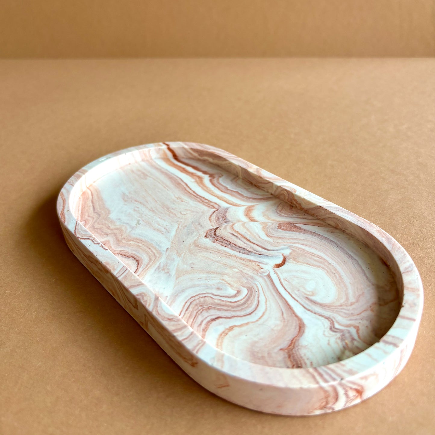 Bandeja ovalada para joyas - Mármol terracota