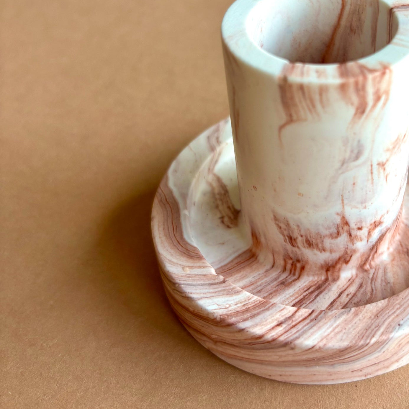 Candlestick holder- Terracotta marble