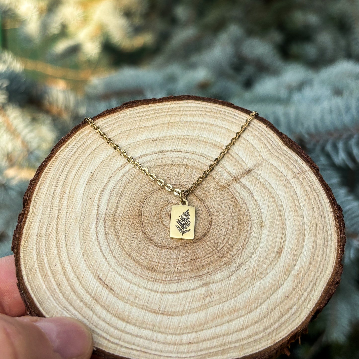 Farnblatt Mini-Stangenkette aus Edelstahl