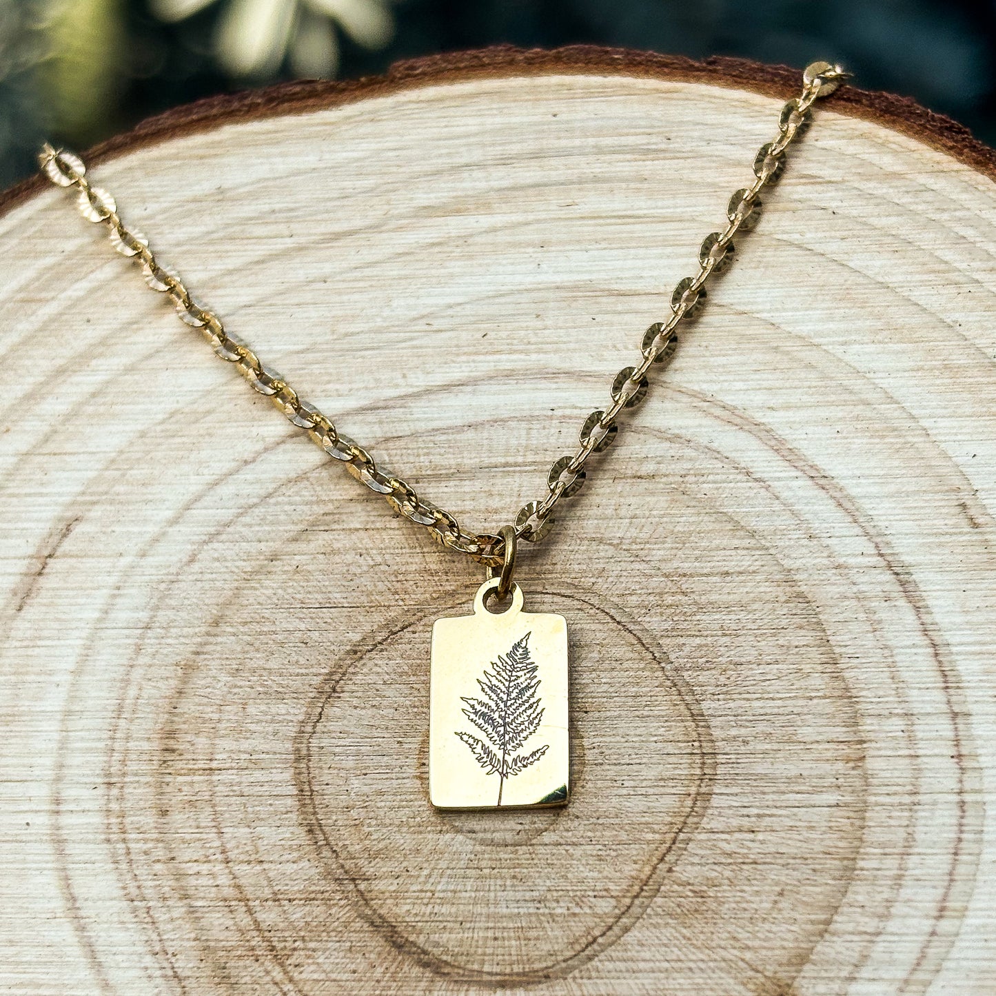 Farnblatt Mini-Stangenkette aus Edelstahl