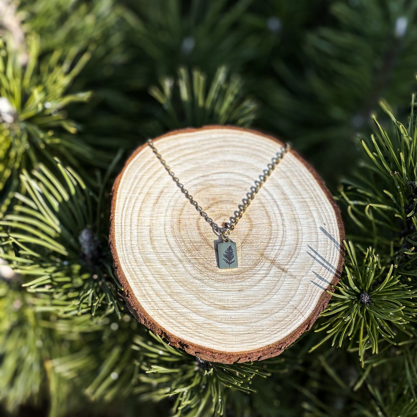 Farnblatt Mini-Stangenkette aus Edelstahl