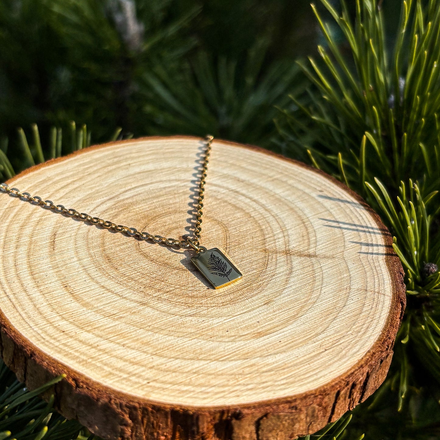 Farnblatt Mini-Stangenkette aus Edelstahl