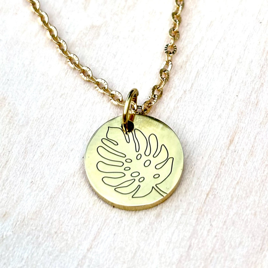 Monstera Adansonii leaf necklace- Stainless Steel
