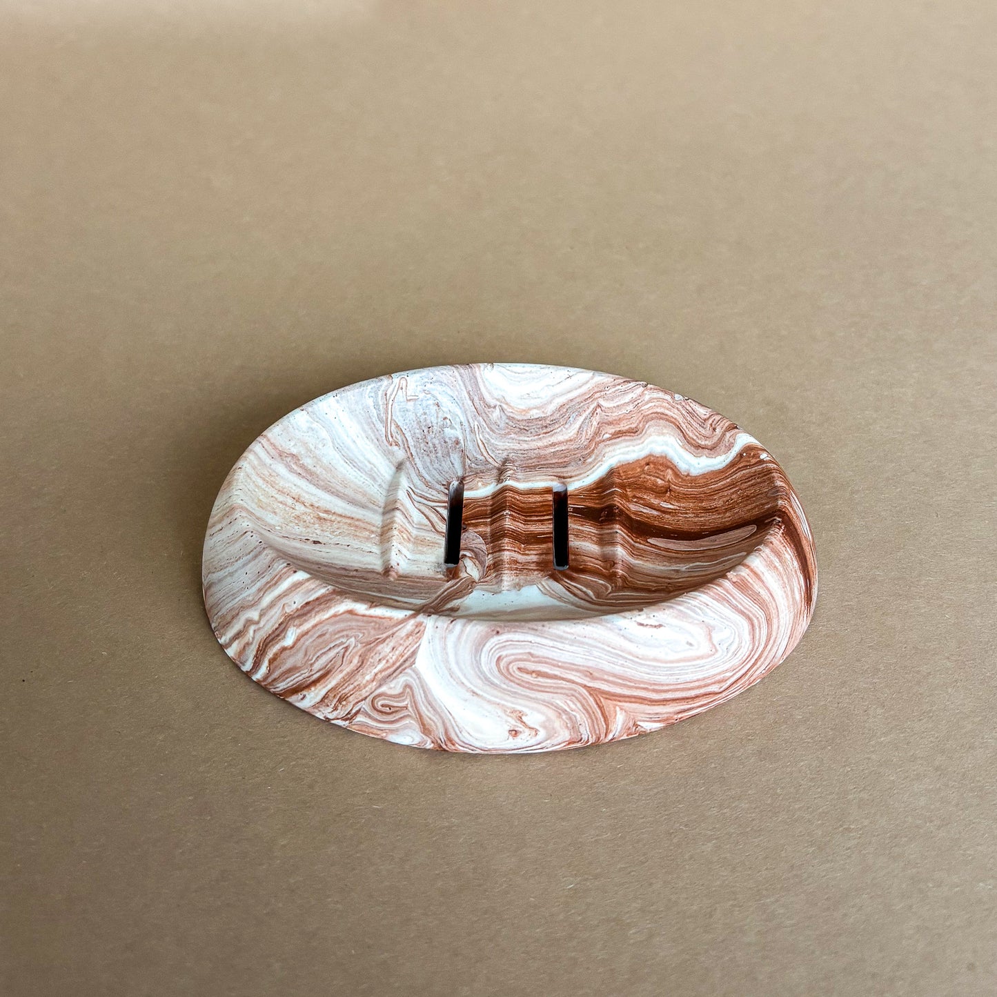 Jabonera ovalada - Mármol terracota