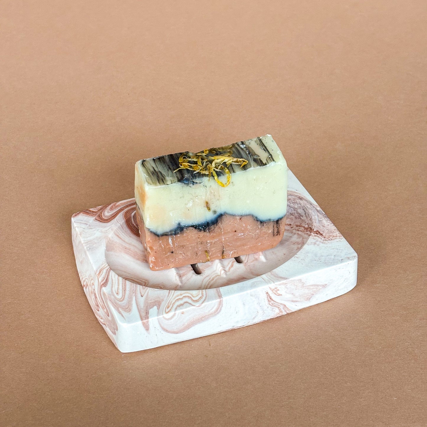 Soap dish rectangular- Terracotta marble