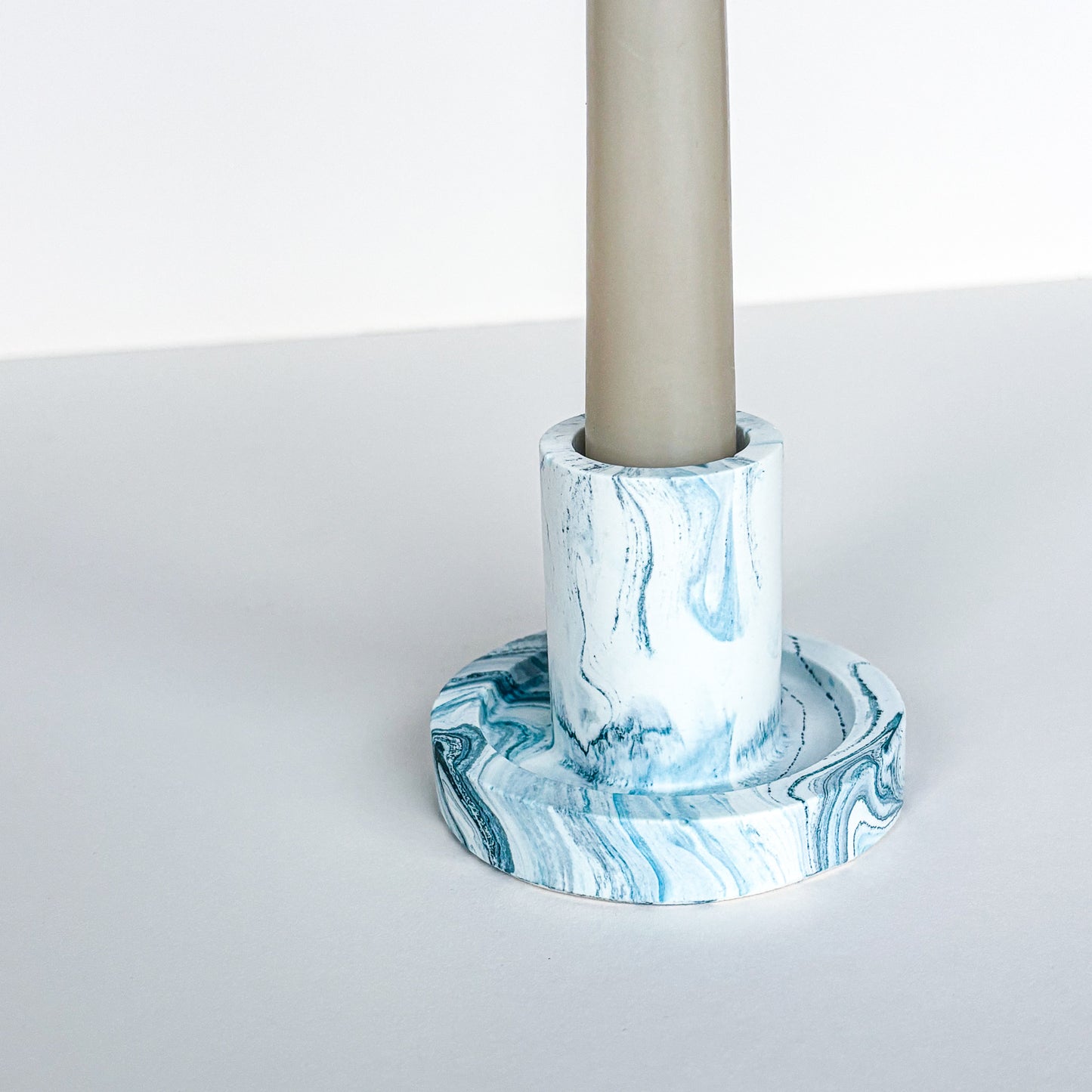 Candlestick Holder-Teal Blue Marmor