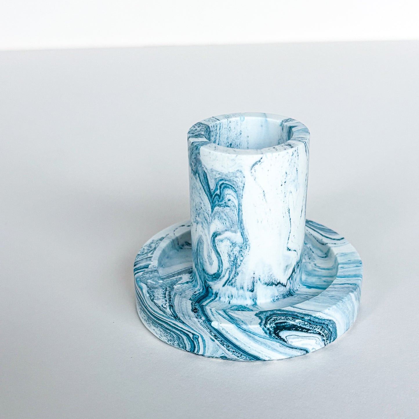 Candlestick Holder-Teal Blue Marmor