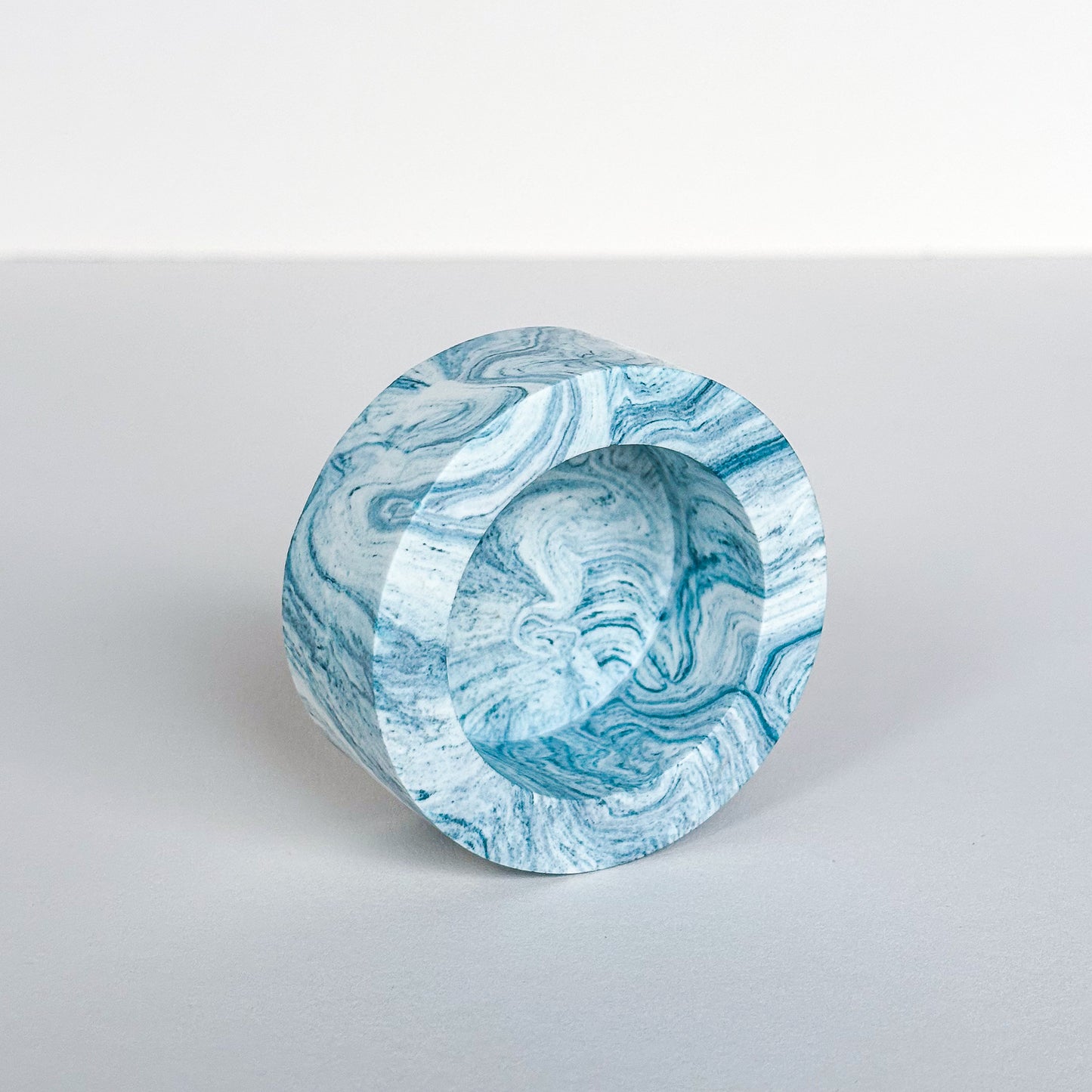 Tealight holder single- Teal blue marble