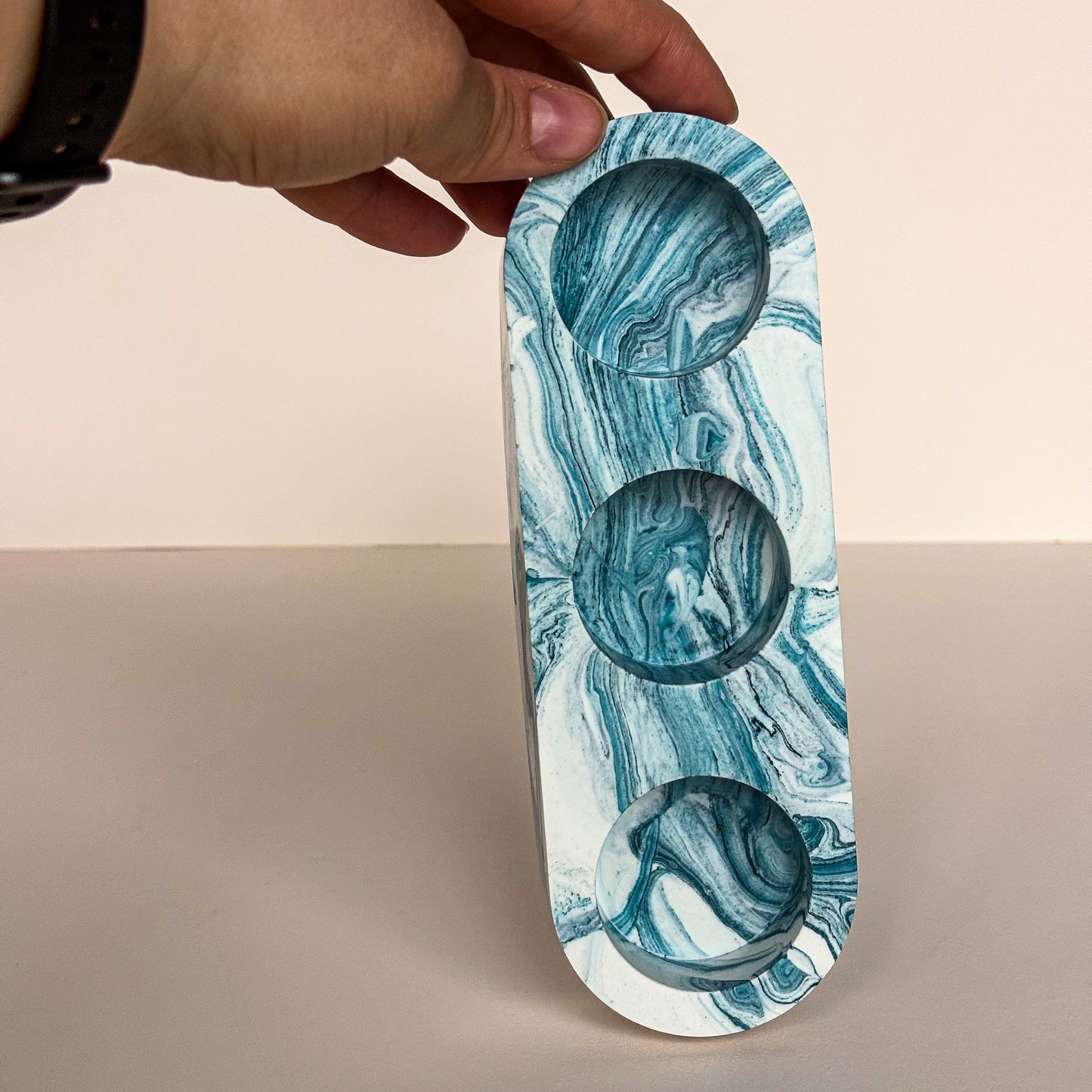 Tealights stand- Teal Blue marble