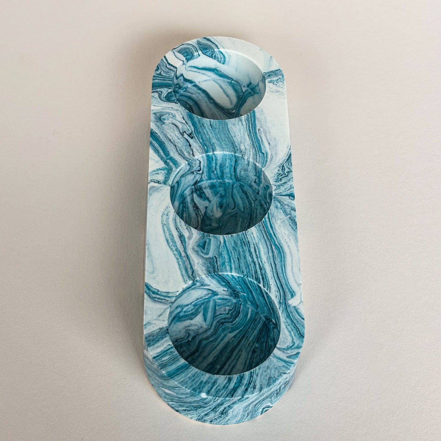 Theelichthouder - Teal Blue marmer
