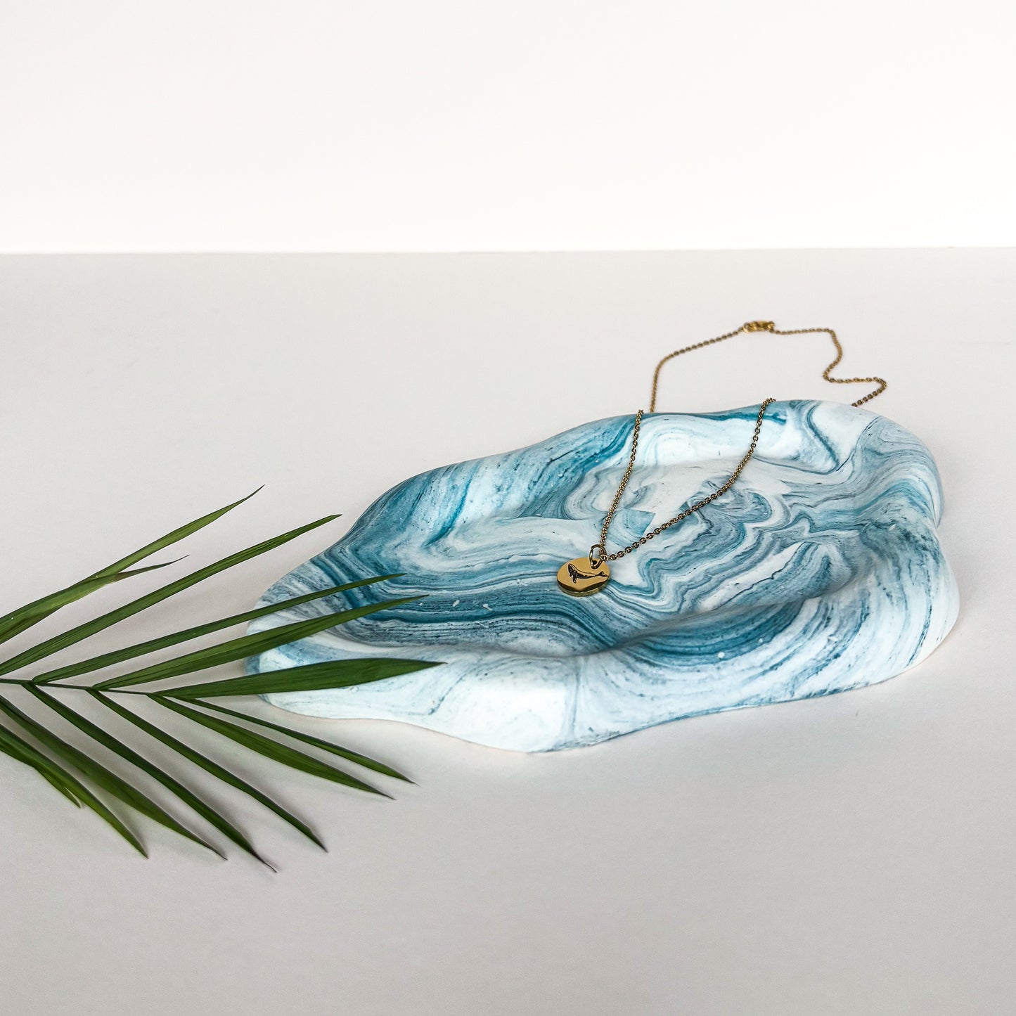 Cloud Tray na šperky - Teal modrý mramor