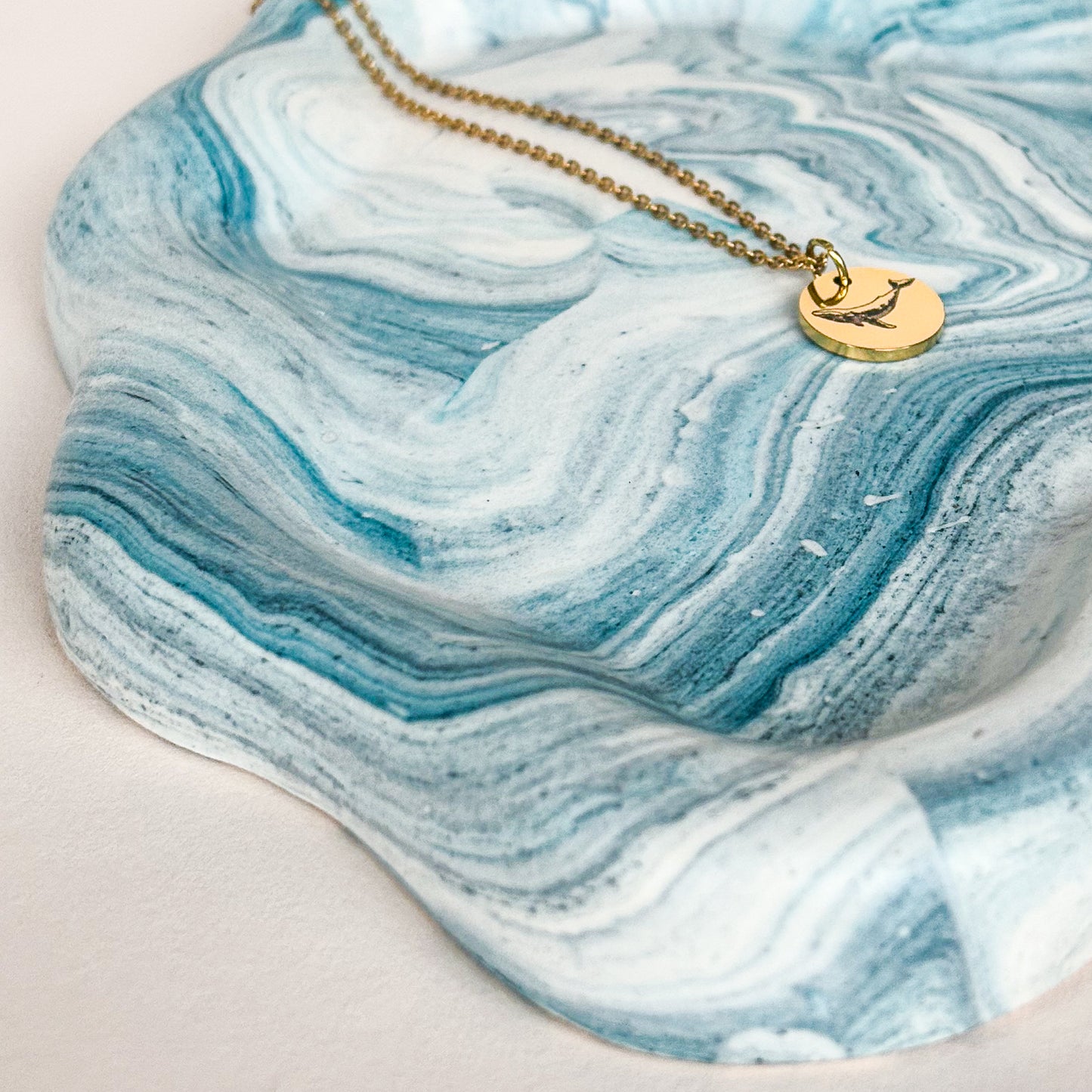 Cloud Tray for jewellery- Teal blue marble