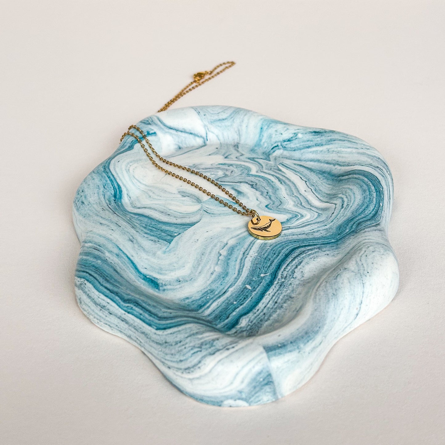 Cloud Tray na šperky - Teal modrý mramor