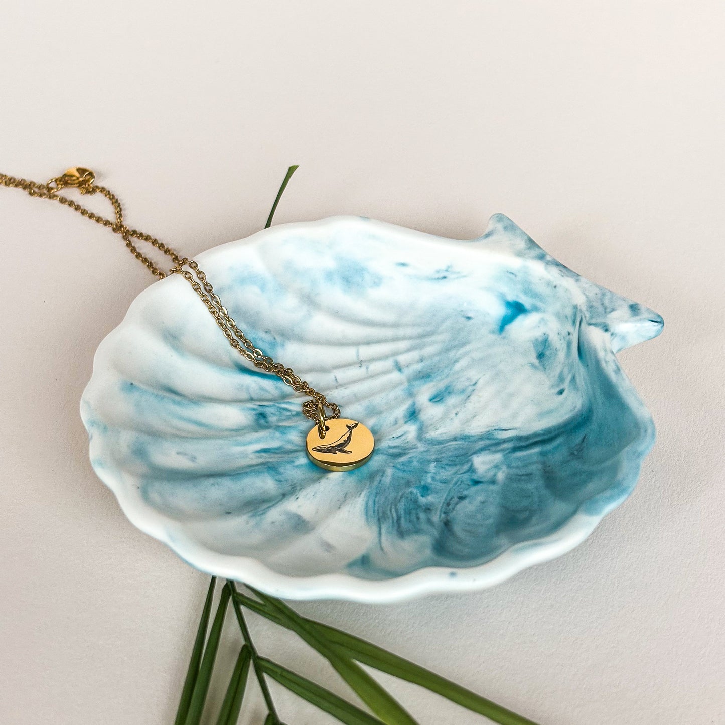 Schelp sieraad voor sieraden - Blauwgroen marmer
