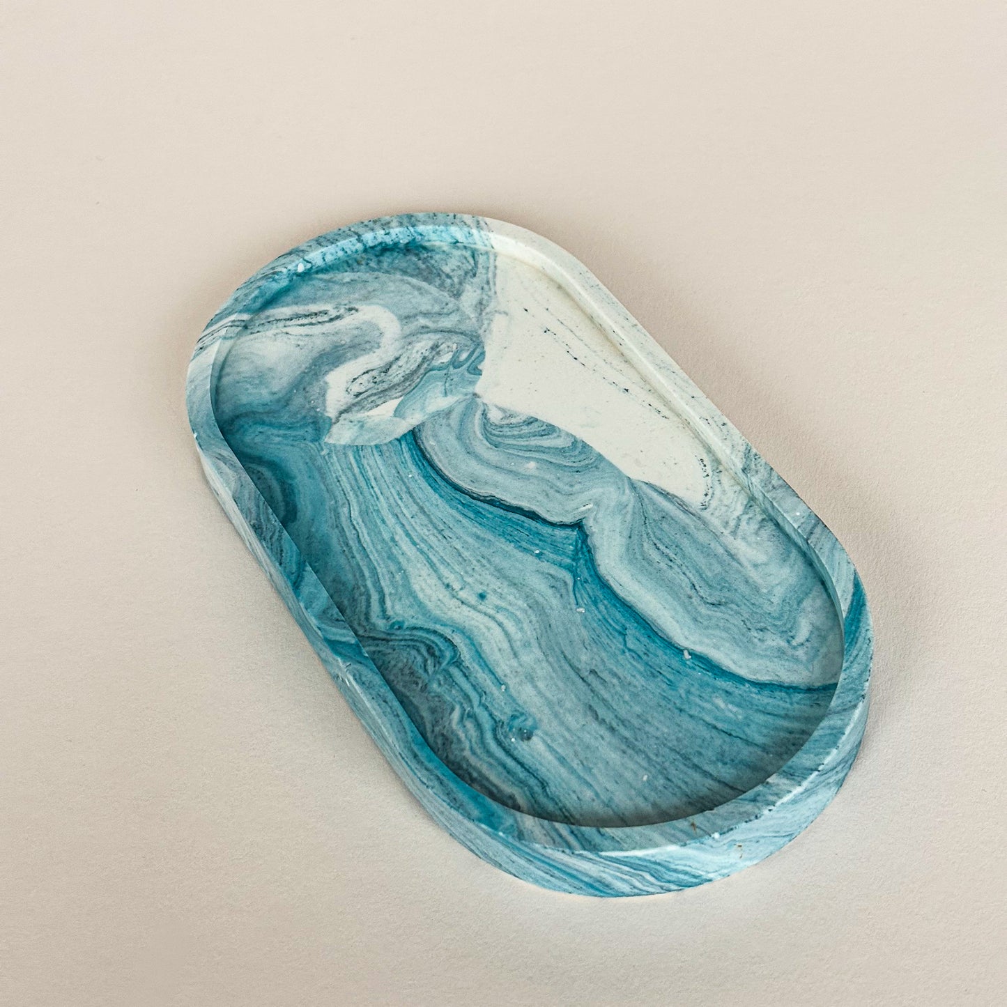 Ovale schaal voor sieraden - Blauwgroen marmer
