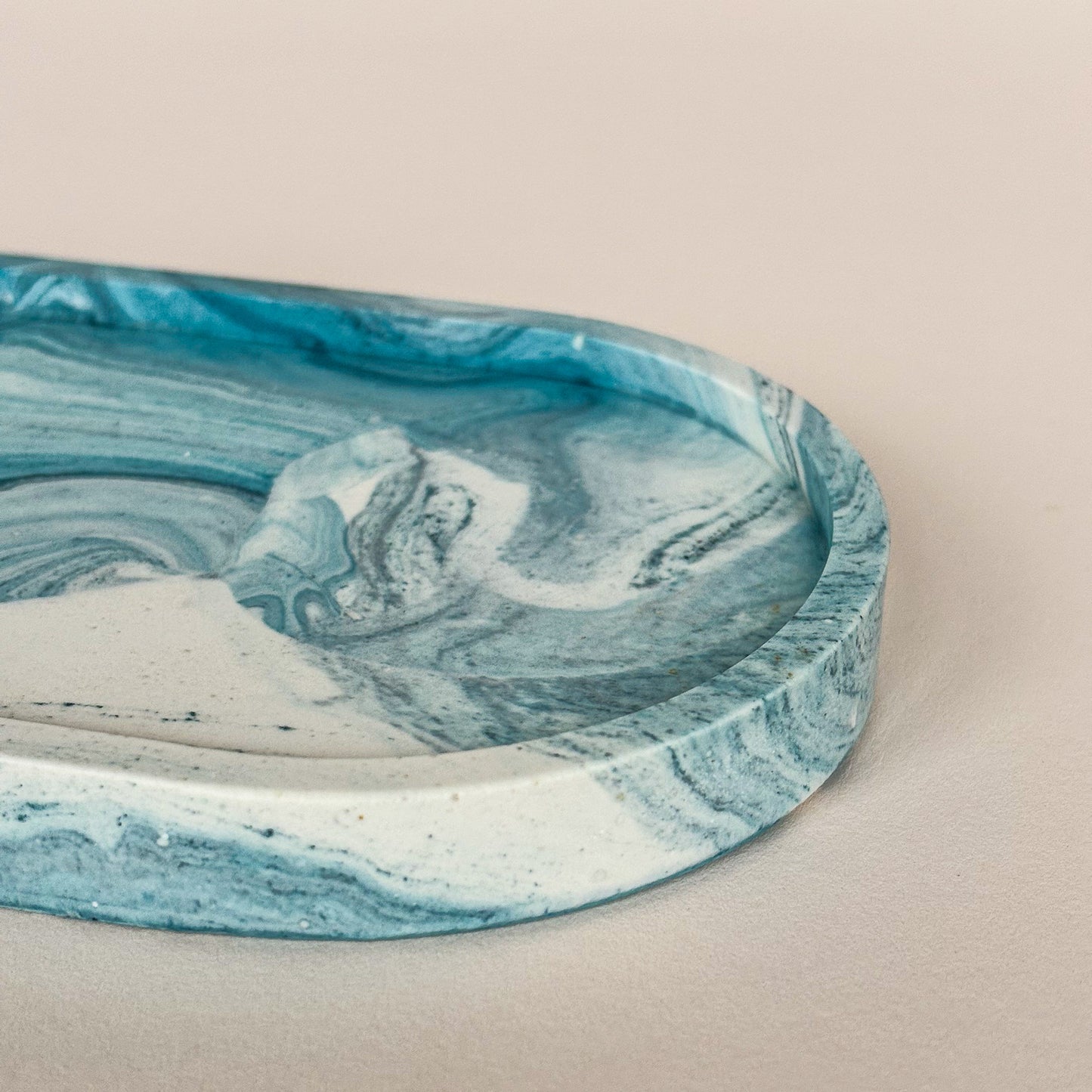 Ovale schaal voor sieraden - Blauwgroen marmer