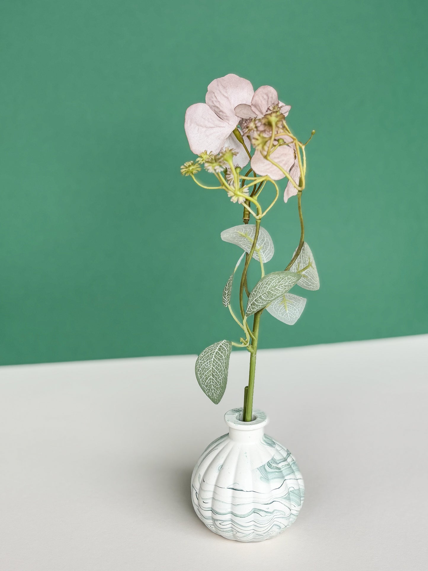 Short vase for dried flowers- Sage green marble