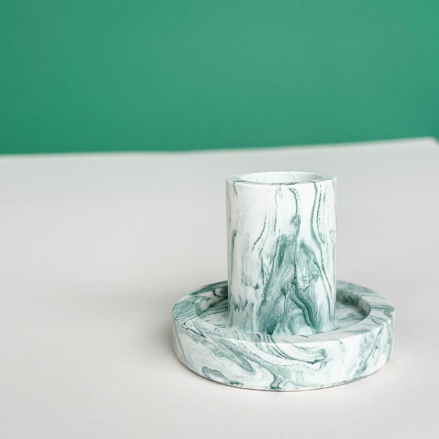 Candlestick holder- Sage green marble