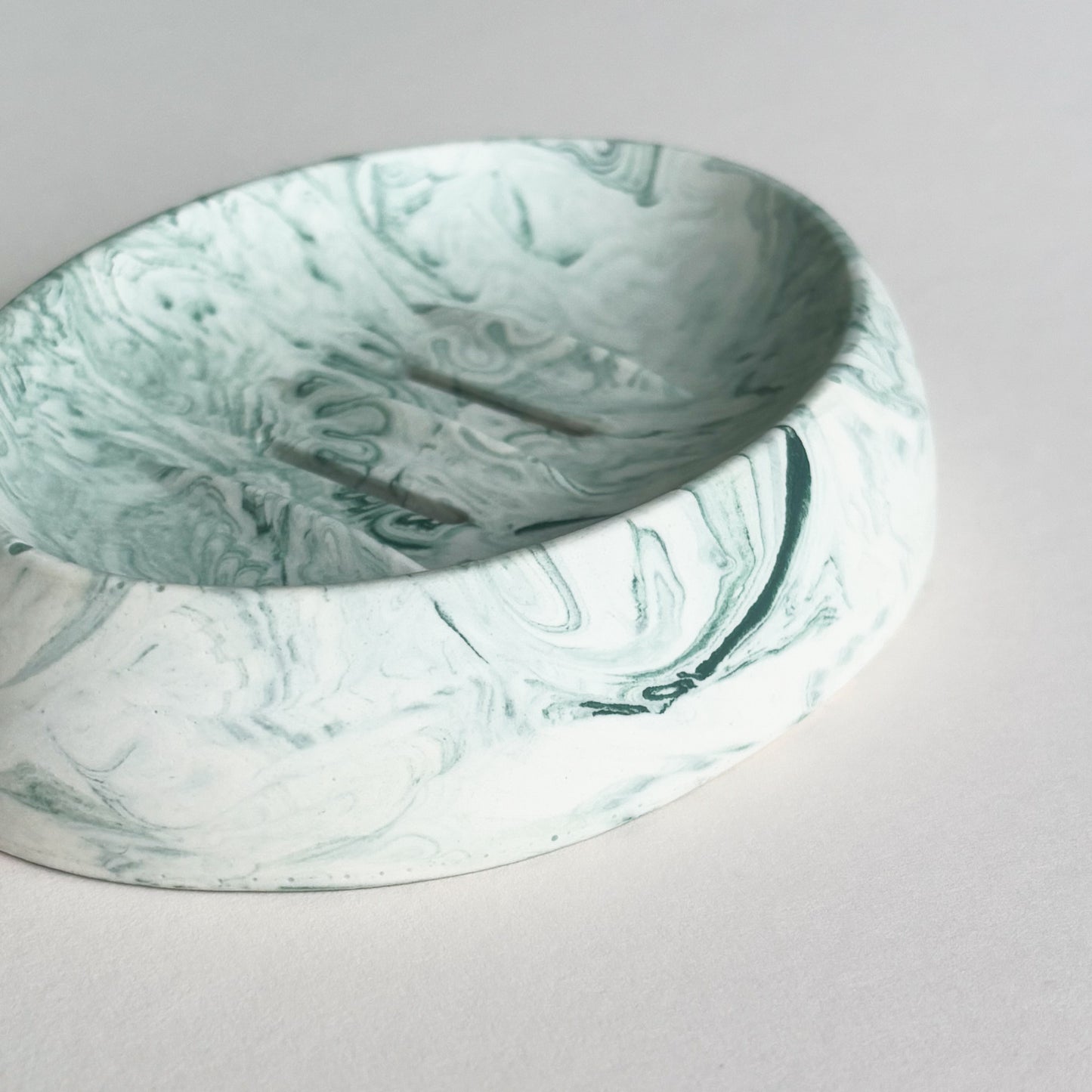 Soap dish oval- Sage green marble