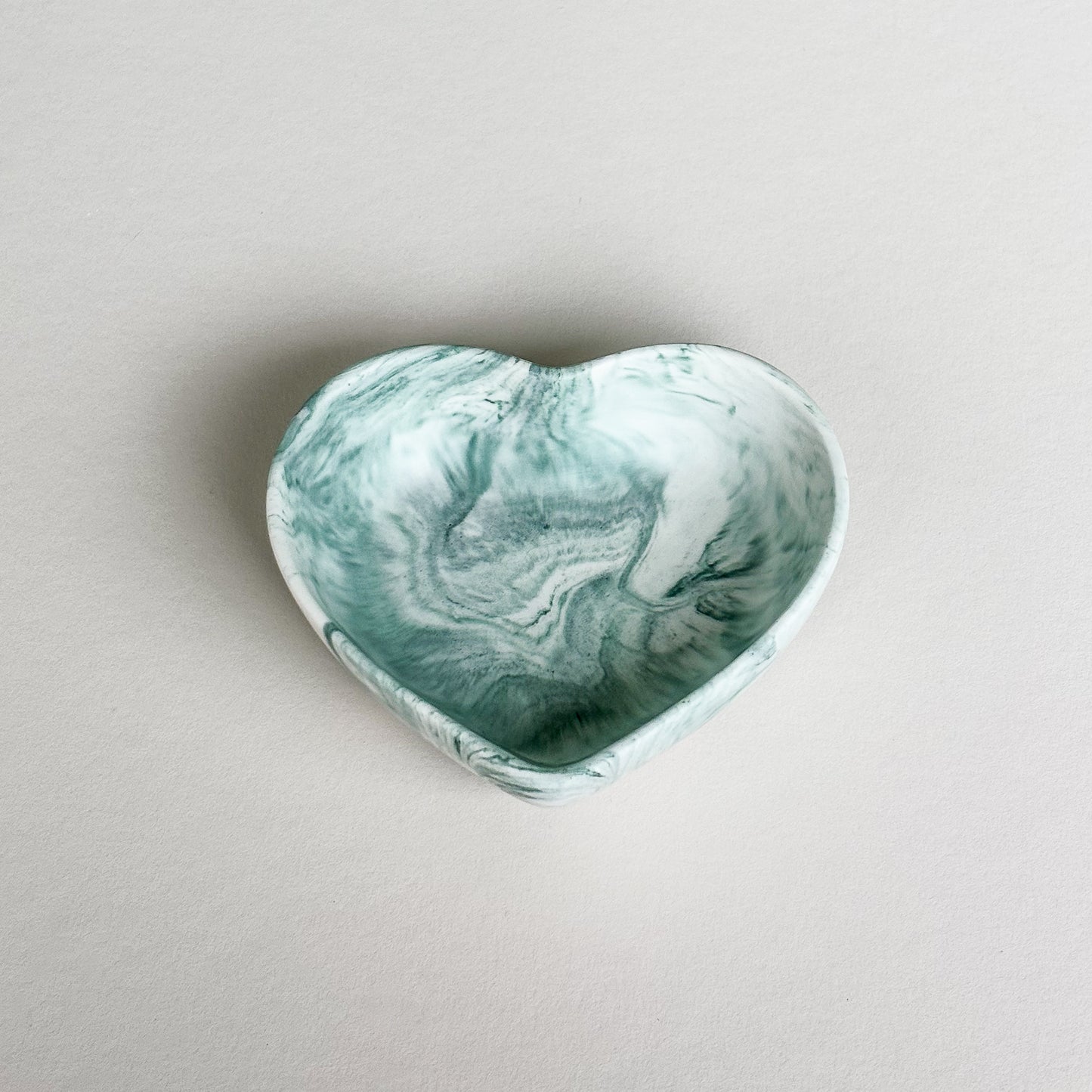 Heart ring dish- Sage green marble