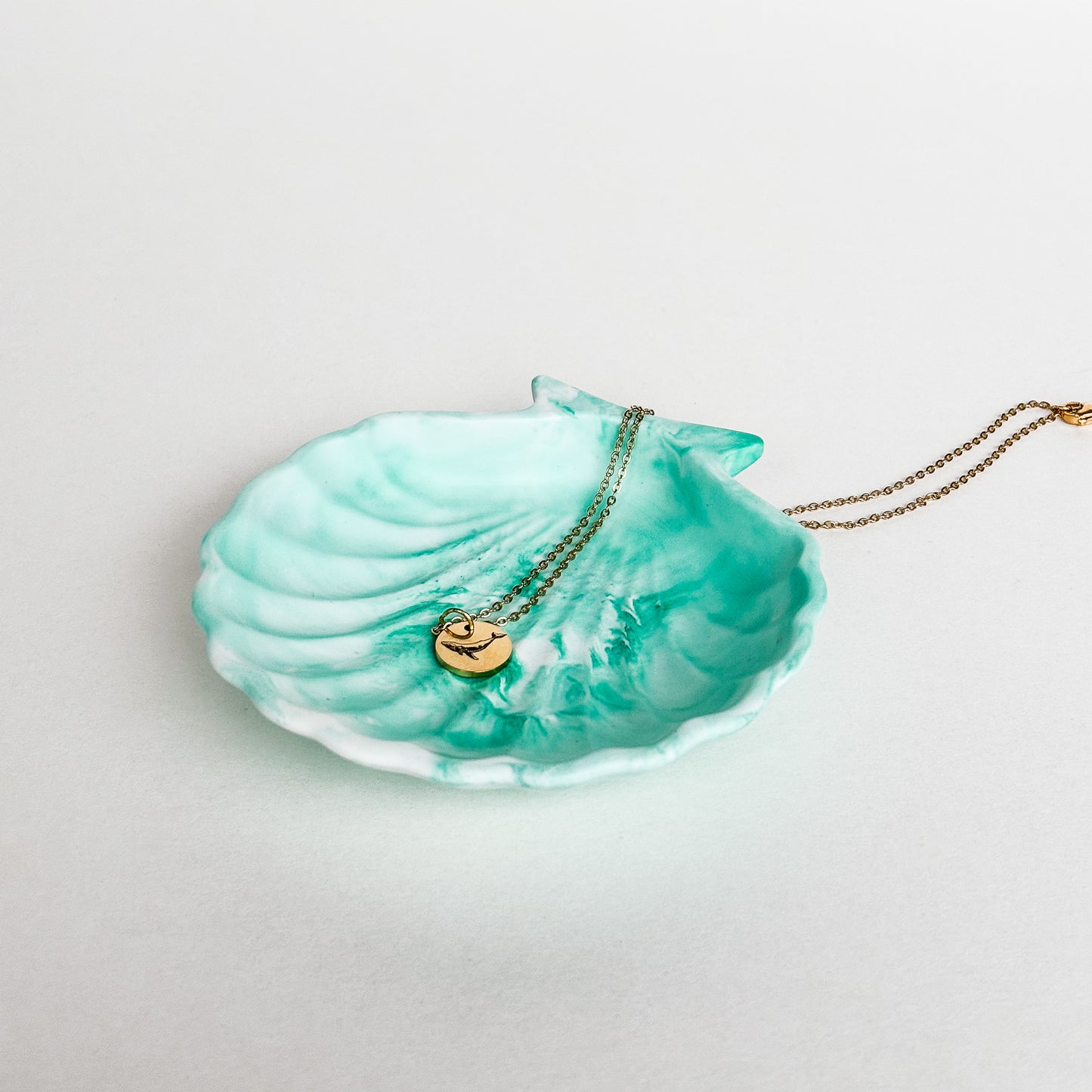 Shell Trinket na šperky - Akvamarínová mramor