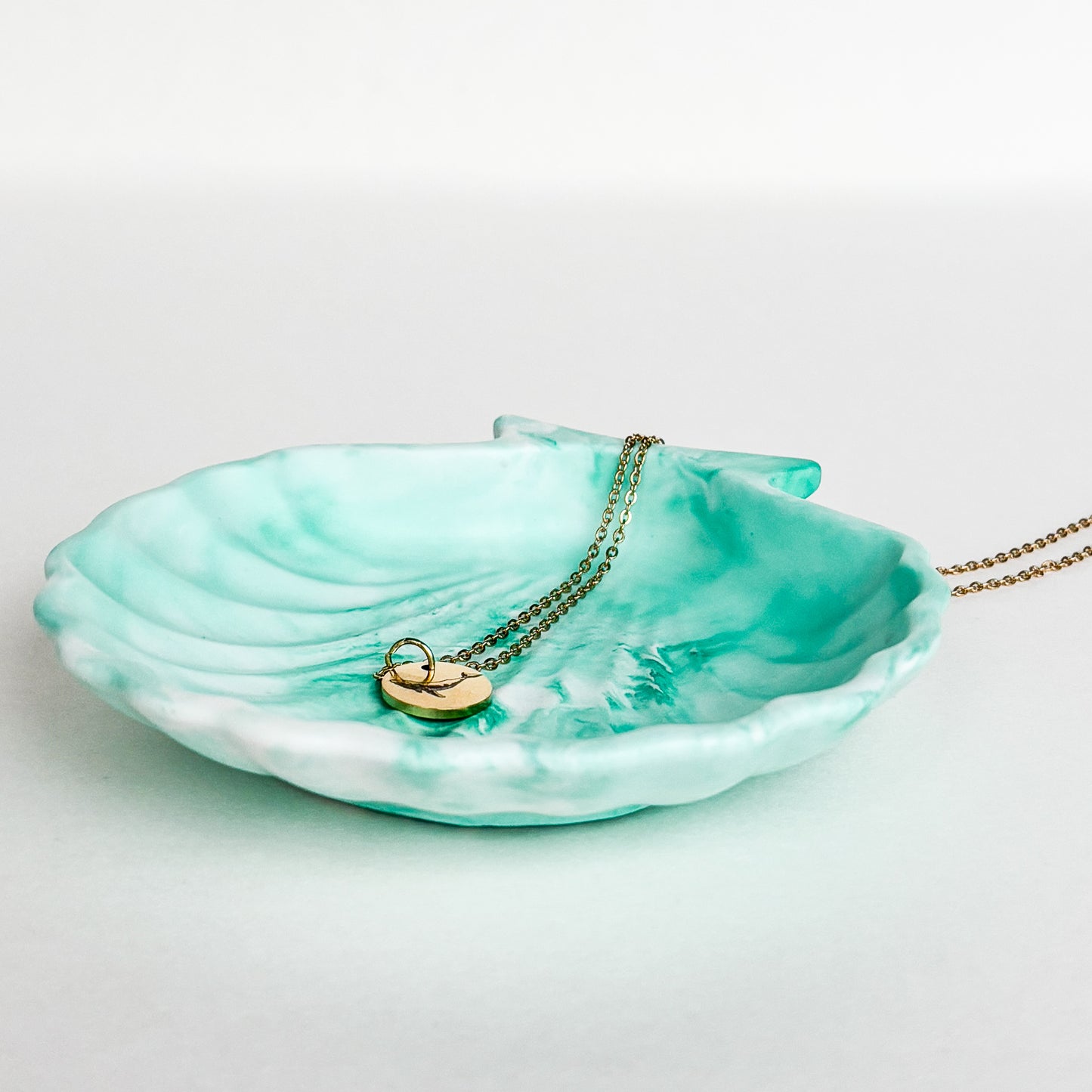Shell Trinket na šperky - Akvamarínová mramor