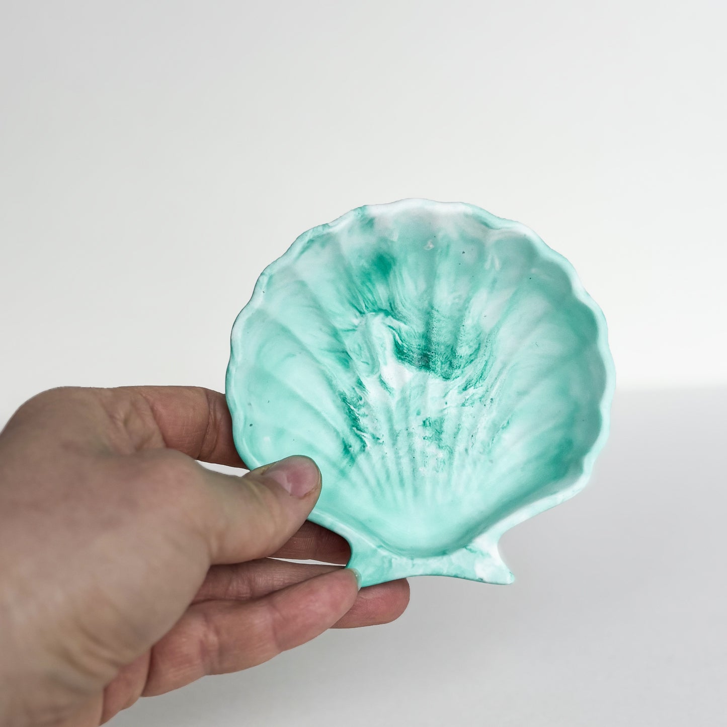 Shell Trinket for jewellery- Aquamarine marble