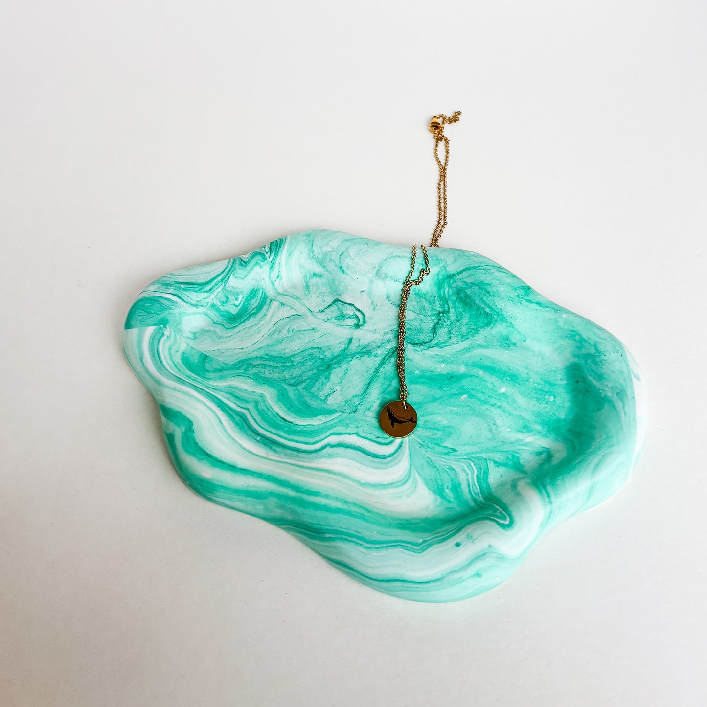 Cloud Tray for jewellery- Aquamarine blue marble