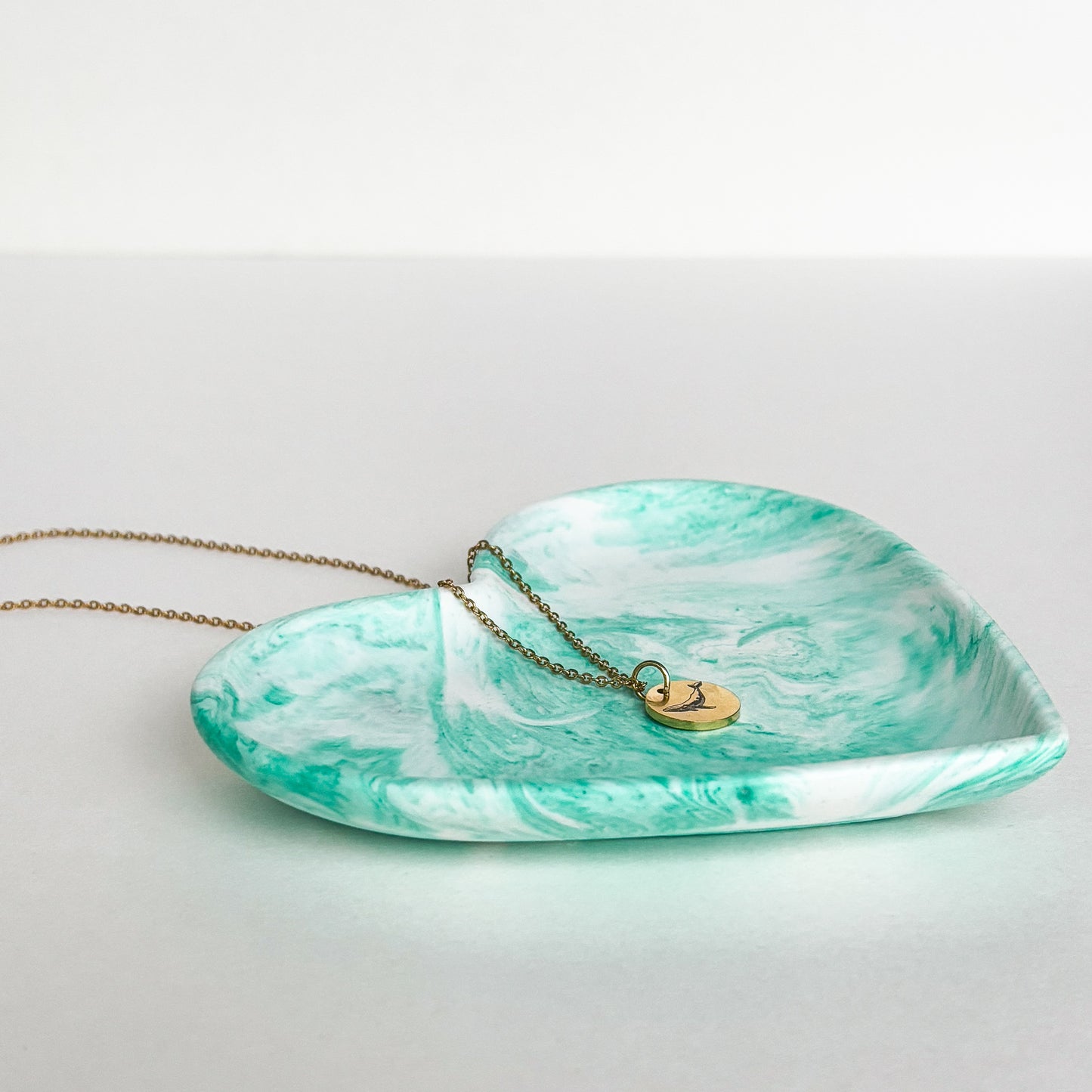 Heart trinket- Aquamarine marble