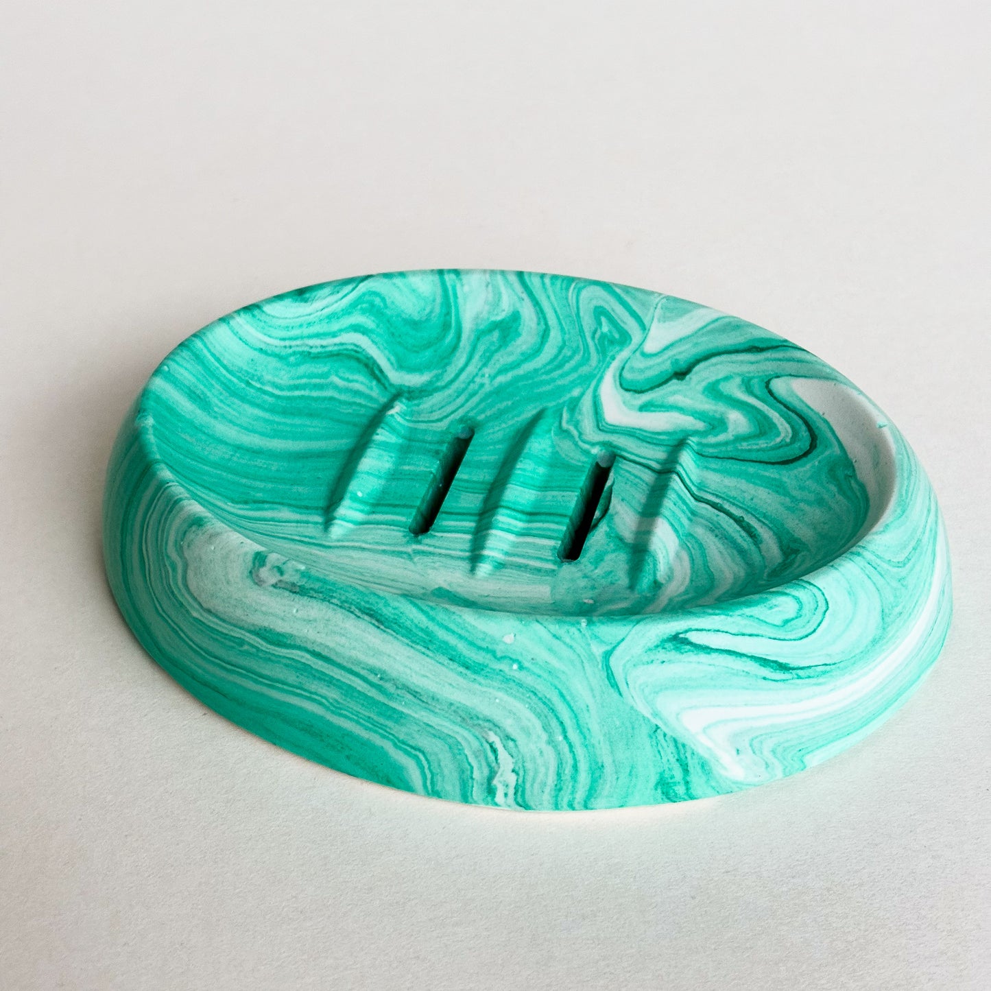 Soap dish oval- Aquamarine marble