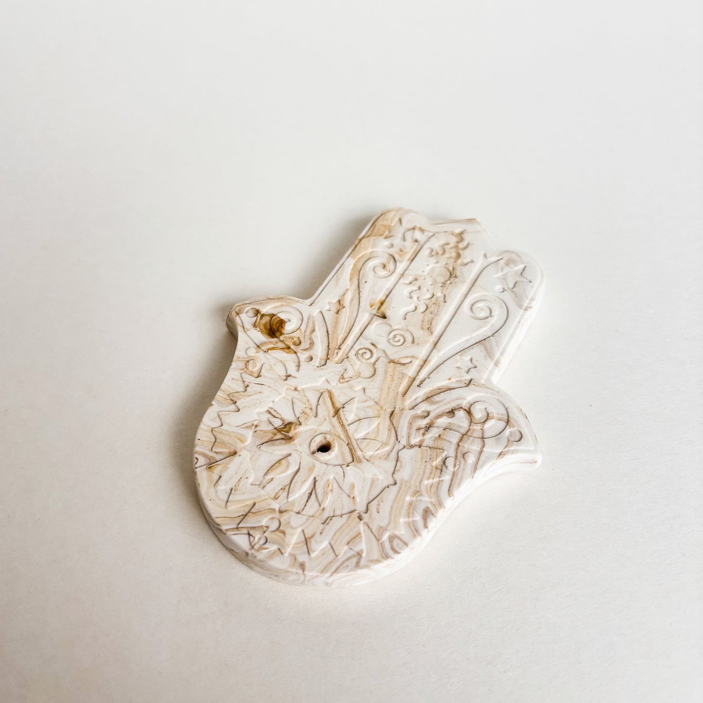 Wierookhouder Hamsa hand - Taupe marmer
