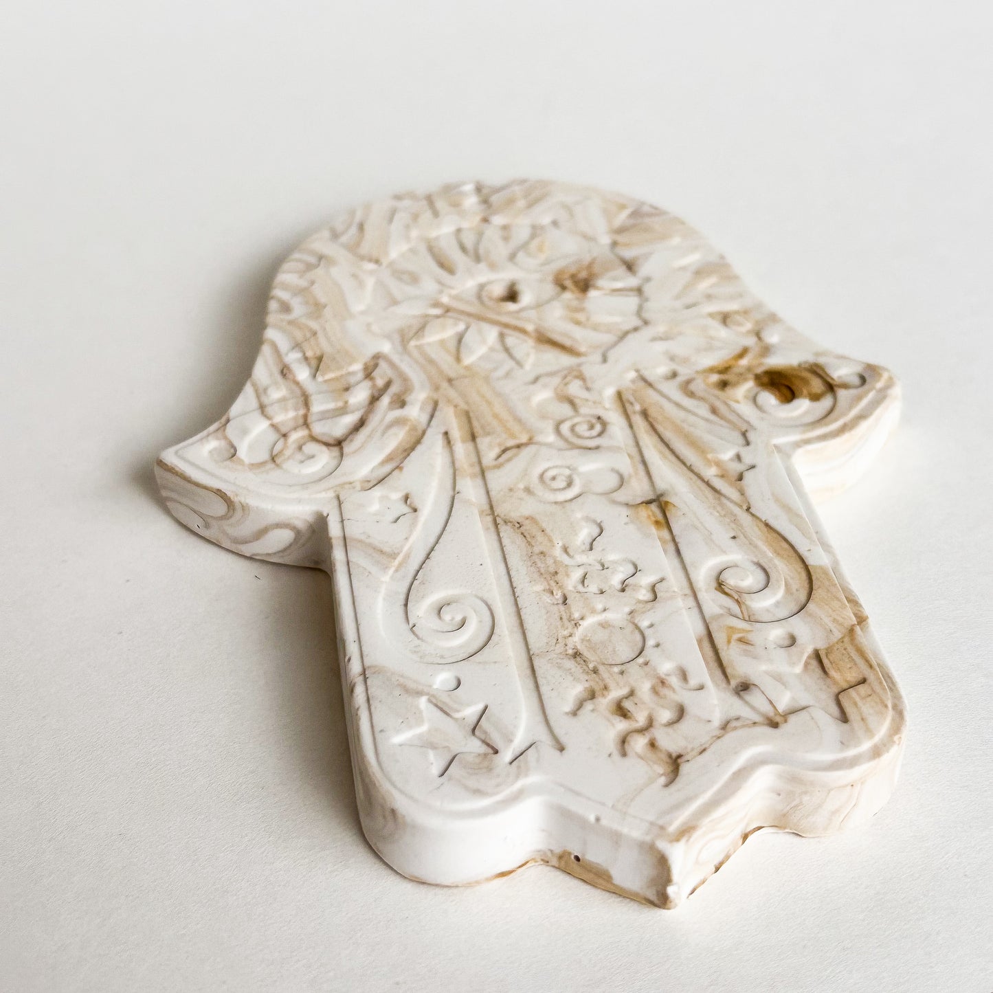 Wierookhouder Hamsa hand - Taupe marmer
