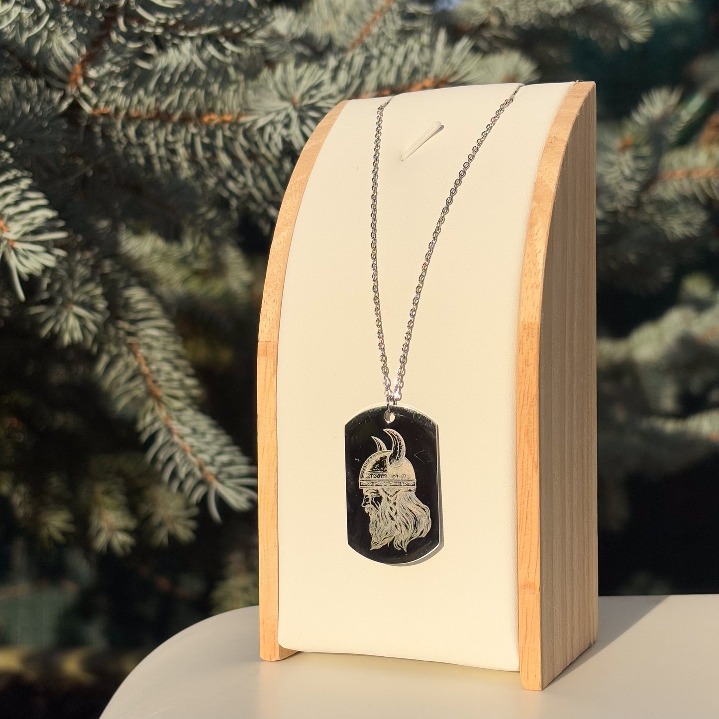 Viking in helmet soldier tag necklace - Stainless steel
