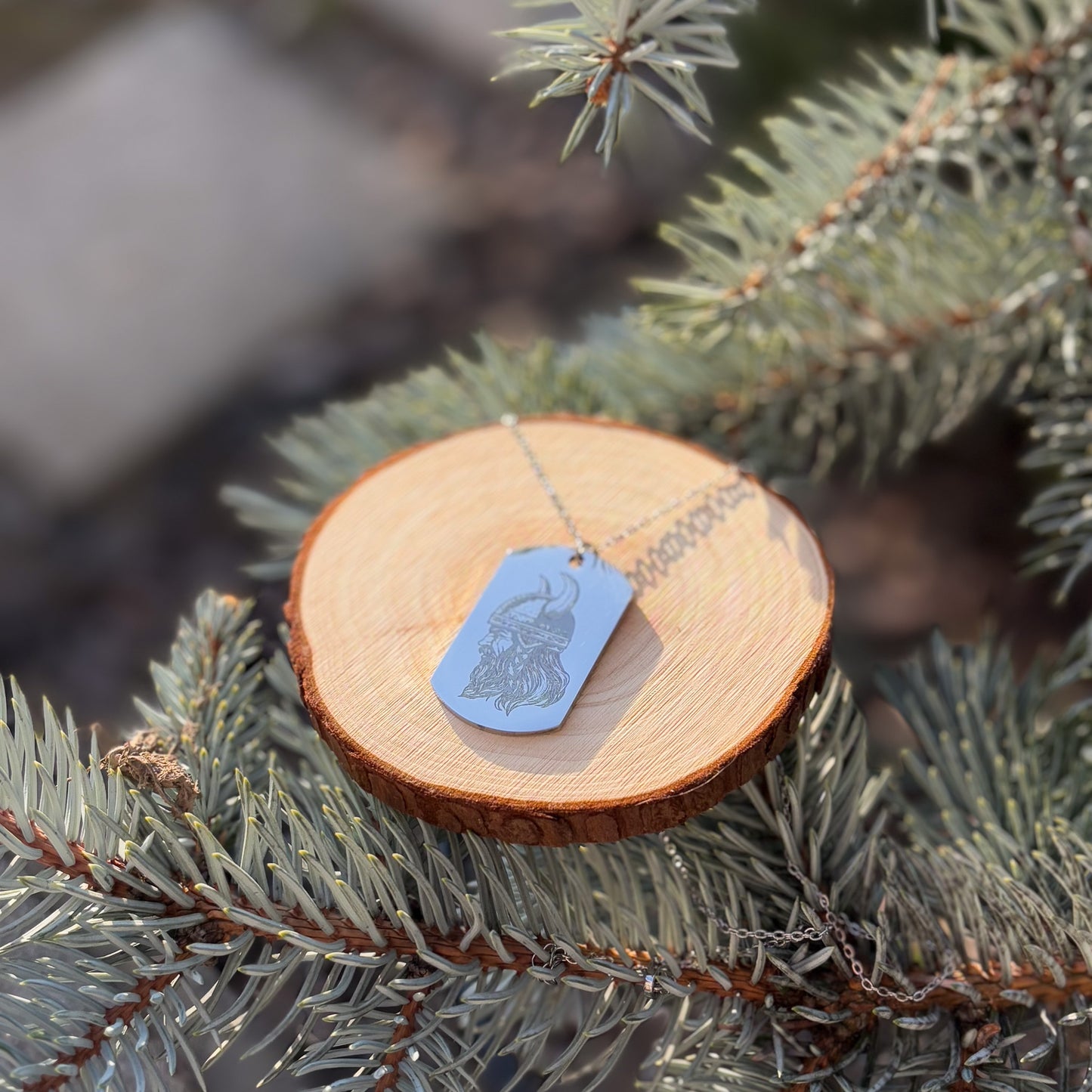 Viking in helmet soldier tag necklace - Stainless steel