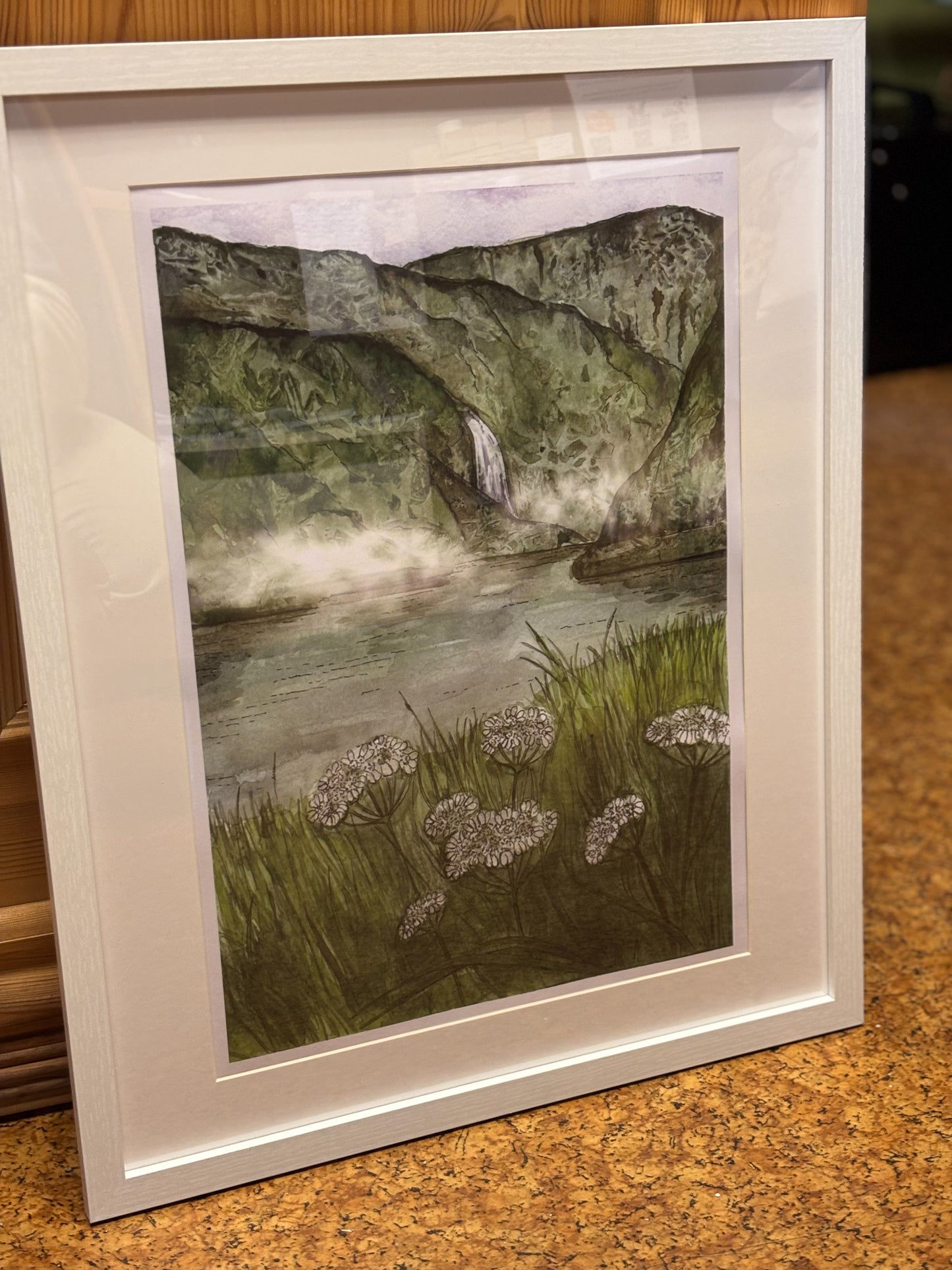 A3 Poster Scenery-Aurlandsdalen with White lace flowers