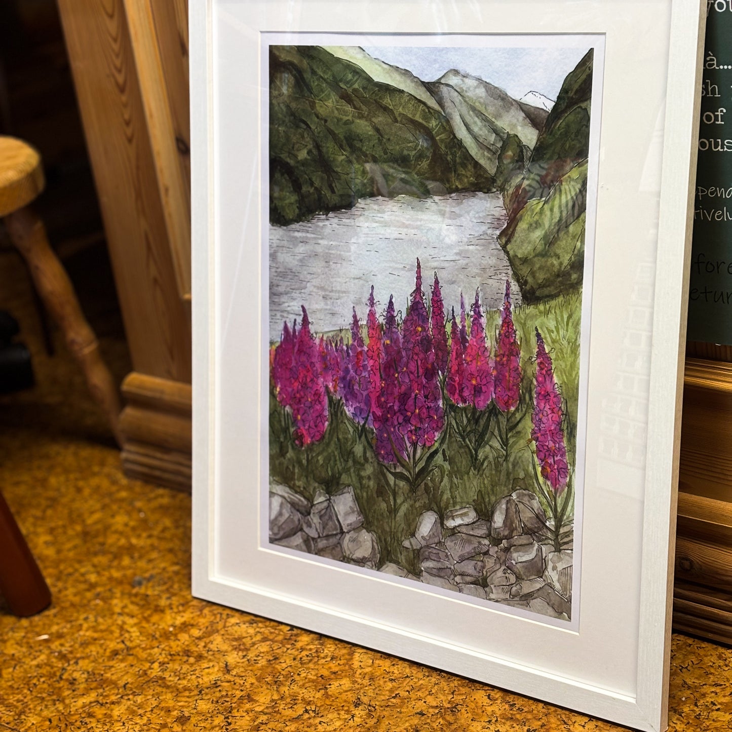 A3 Poster Scenery-Flam river and Fireweeds